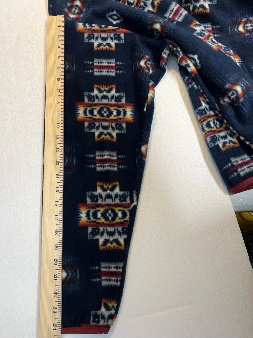 COMO MAN Navy Aztec Fleece Pullover with Multi Accent Pattern